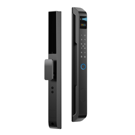 Cerradura digital EVIK C11 con reconocimiento facial Face ID y certificación IP66 para puerta con perfil delgado y corrediza