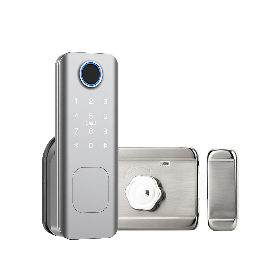 Cerradura digital EVIK SP10 con huella, clave y tarjeta certificación IP66 para puerta principal, de sobreponer