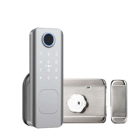 Cerradura digital EVIK SP10 con huella, clave y tarjeta certificación IP66 para puerta principal, de sobreponer